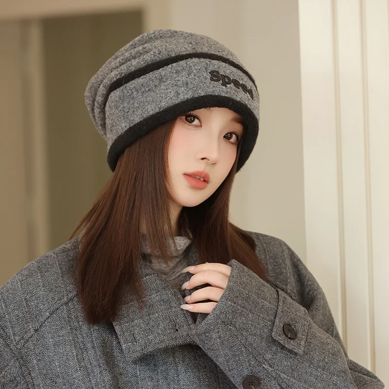قبعة صغيرة مترهلة مبطنة بالصوف للنساء - قبعة شتوية دافئة للأذن في الهواء الطلق، قبعة تنحيف الوجه ومتعددة الاستخدامات للطقس البارد #6