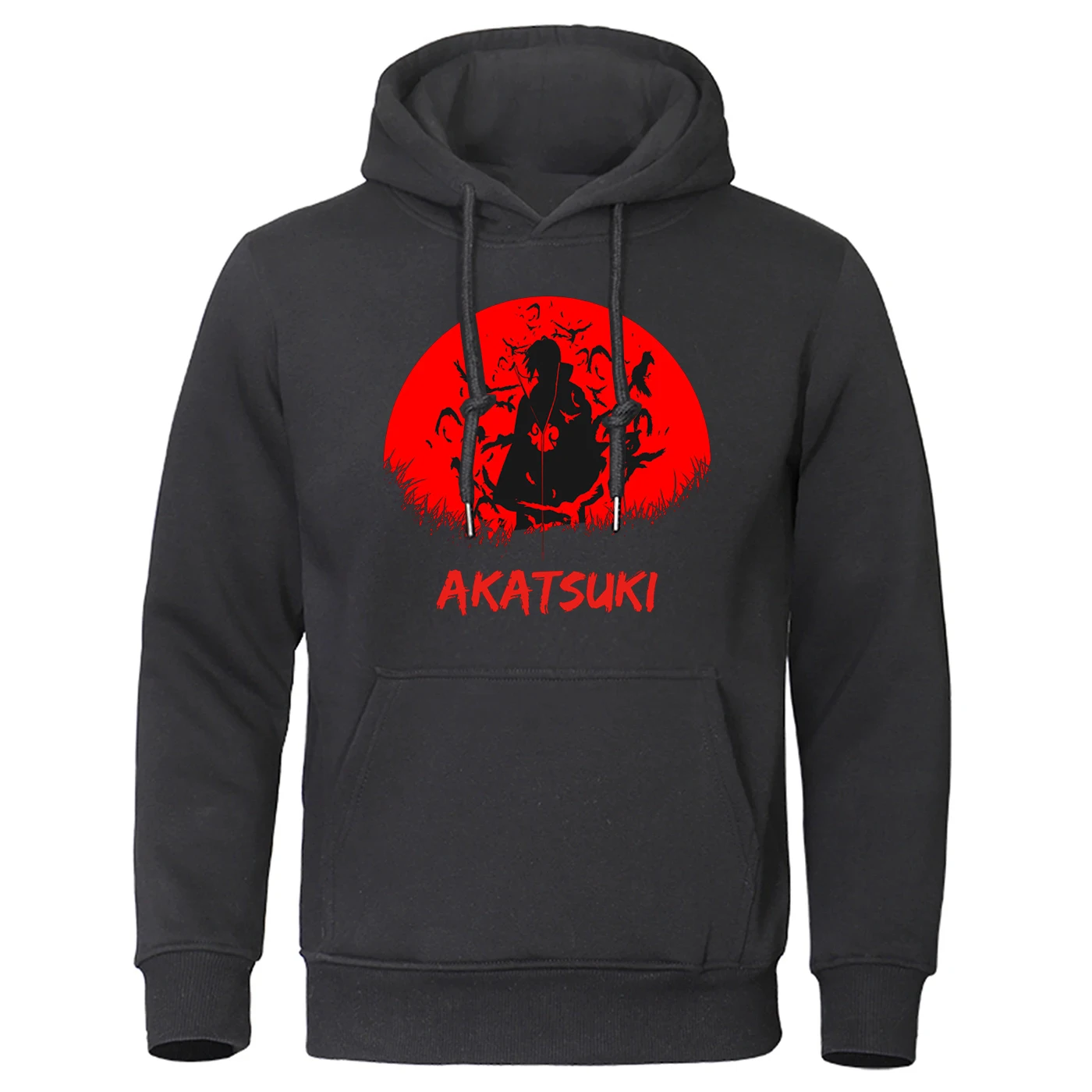 Новые популярные мужские повседневные однотонные худи-пуловеры с принтом Учиха Итачи из аниме Наруто 2026 года, удобные топы для осени