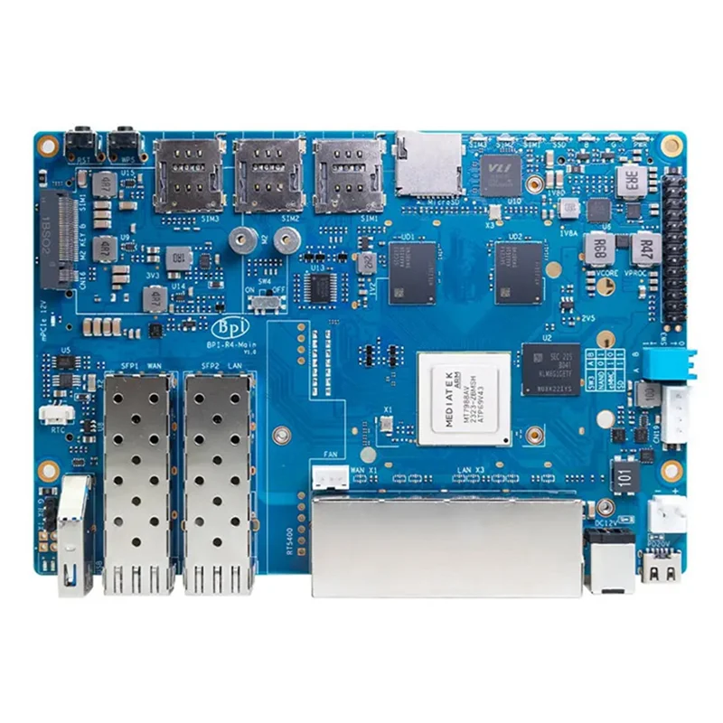 

B68C For Banana Pi BPI-R4 Router Development Board 4GB RAM MT7988A With 2 SFP High-Performance Open-Source Router Board