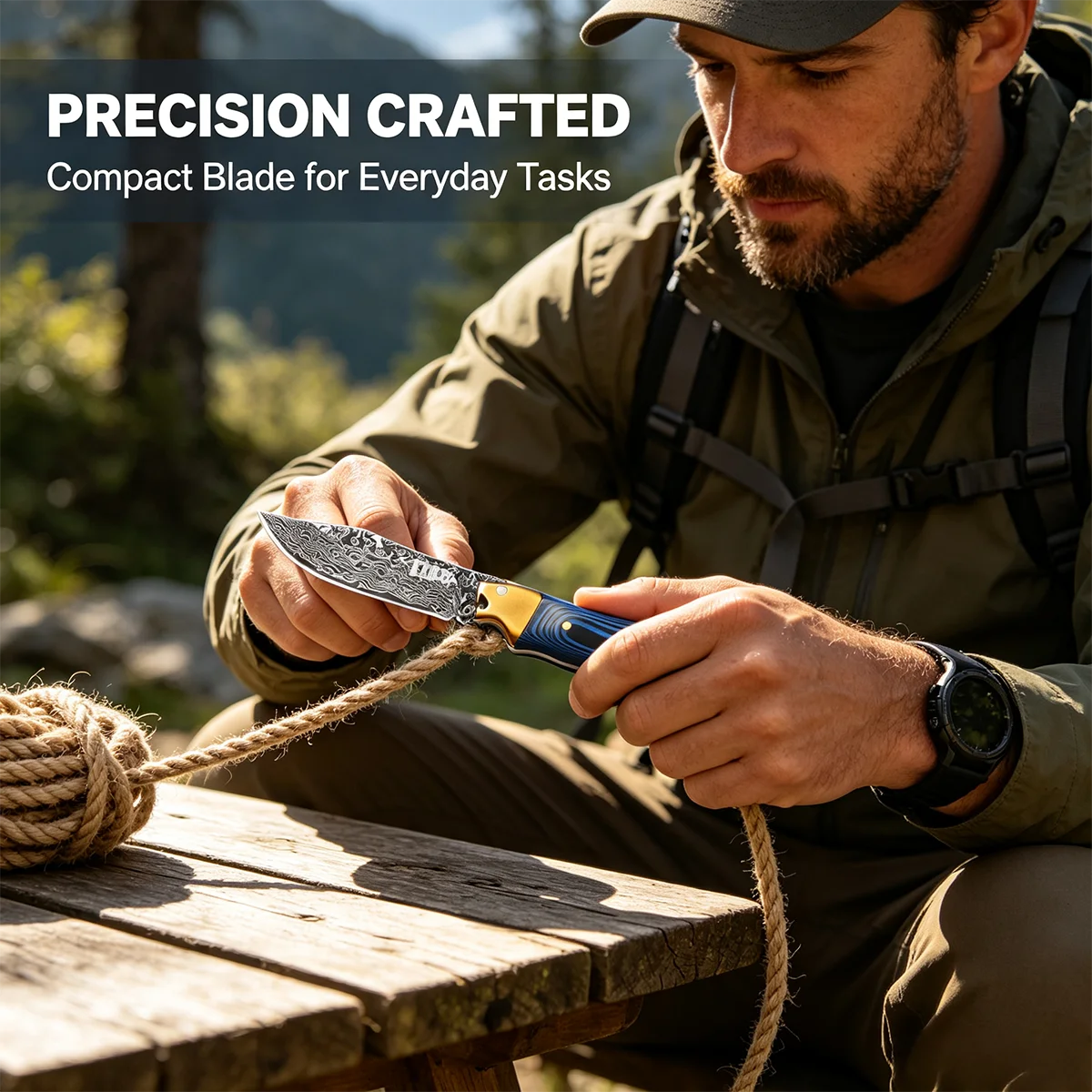 Outdoor Multifunctional Forging clamp steel knife Compact Knife,Sharp Portable Tool for Camping, High hardness steel knife