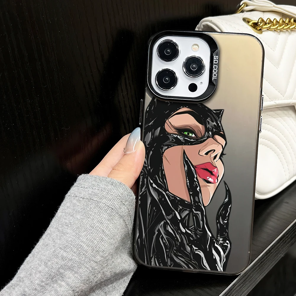 MINISO C-Catwoman Sexy Cool Phone Case for iPhone 16 12 13 14 15 11 Max Pro Plus Laser IMD Color Shell