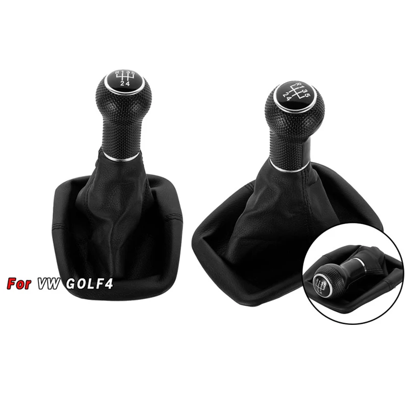 

5/6 Speed Integrated Gear Shift Knob & Dust Boot for Volkswagen VW Golf 4 - Car Transmission Lever, Durable Auto Accessories