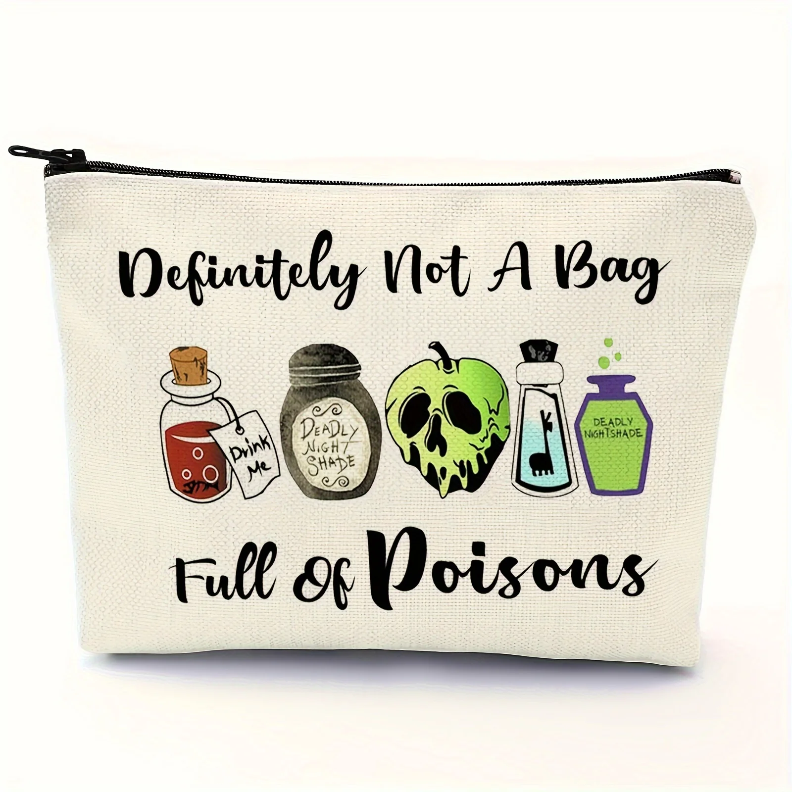 Evil Queen Poison Enthusiast Gift Large Capacity Makeup Bag with Zipper Perfect for Witch-Themed Cosmetic Pouch