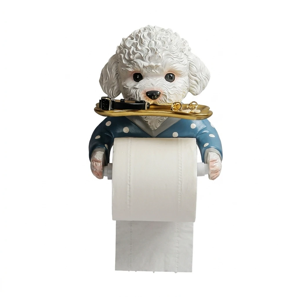 Cartoon Wall Mounted Toilet Paper Holder Self-Adhesive Punch-Free Tissue Box Cover Moistures Proof Resin Dispenser for Bathroom
