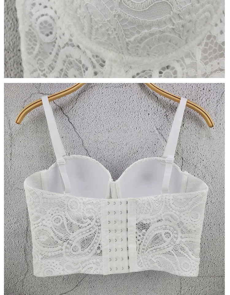 J739 美しいブラジャー女の子女性服スイートメモリーホワイトブラックタンクキャミソールセクシーなショートカシューレースレトロタンクトップ