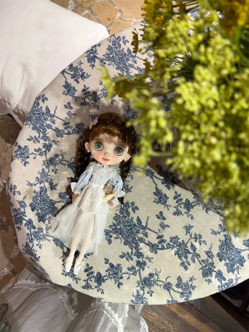 

Blyth Handmade Doll's Clothes Set Two Piece White Blue Dress Skirt Delicate Fit Blyth OB24 OB22 Azone19 Action Figure Model