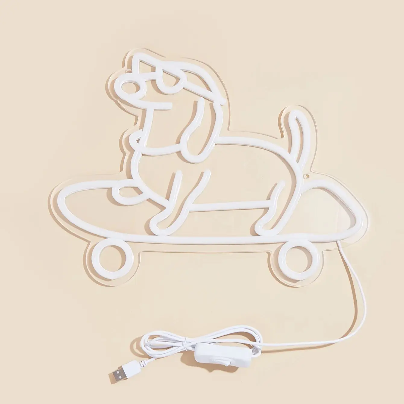 Chi-ซื้อ LED Neon สเก็ต Dachshund USB Powered ป้ายนีออน Night Light 3D Wall Art ห้องนอนตกแต่งห้องโคมไฟป้ายของขวัญวันเกิด