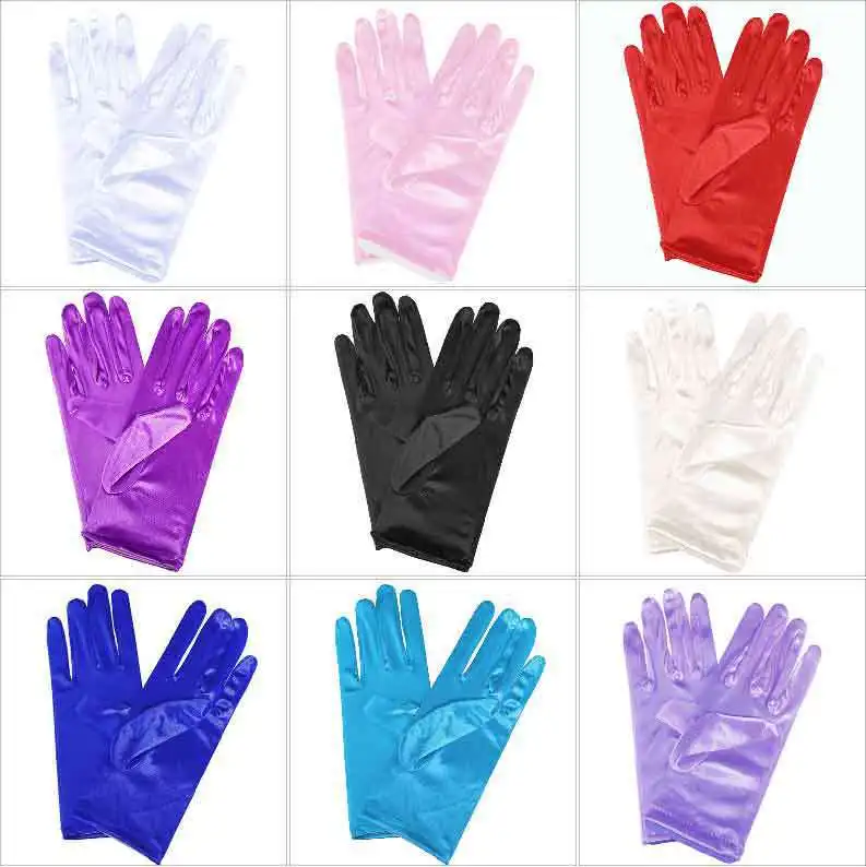 1 Pair Women Full Fingers Satin Mesh Gloves Ladies  Wrist Gloves Tea Party Luva De Noiva  Cosplay Bridal  Accessories