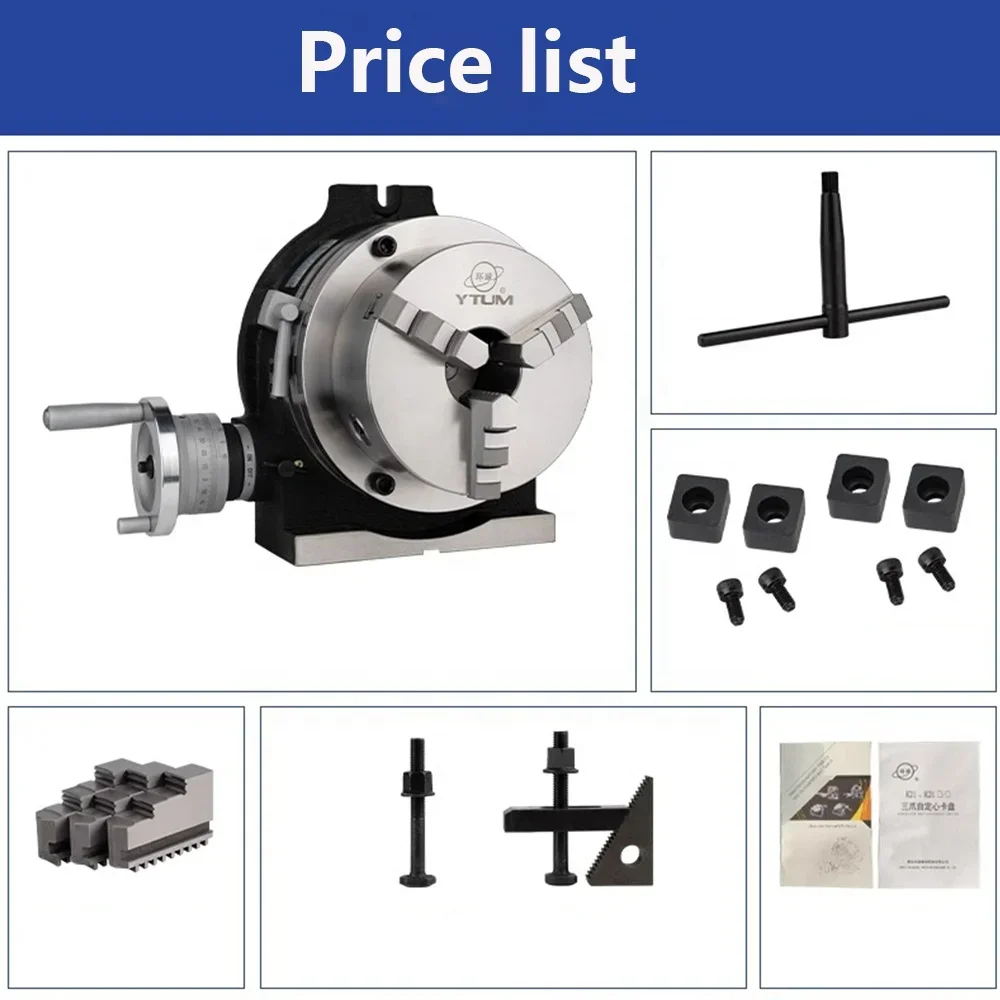 Machine Tools Accessories Horizontal Vertical Manual Universal Tilting Rotary Table Indexing Head With Chuck