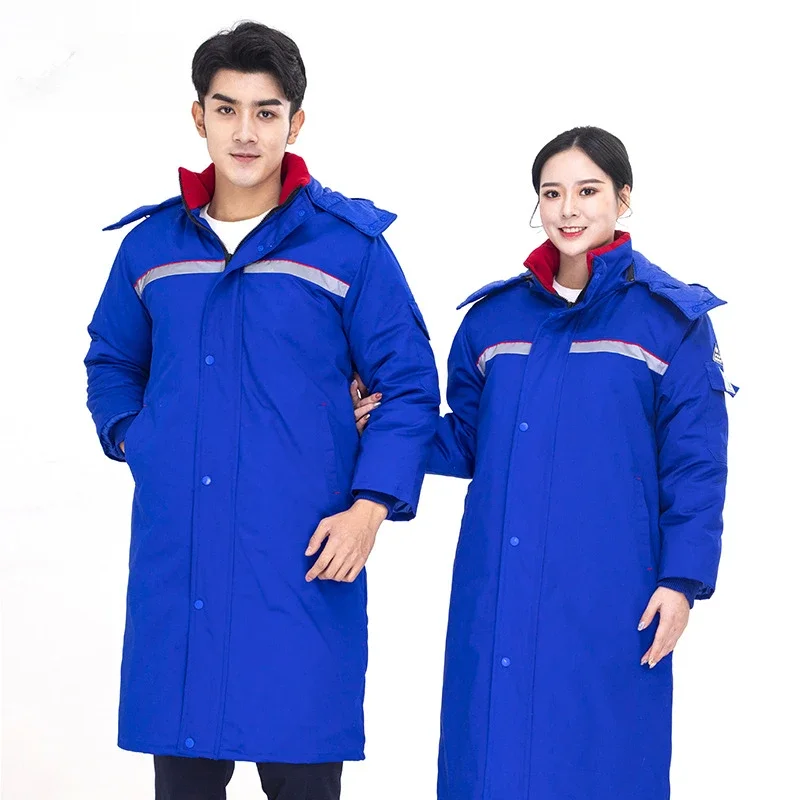 Winter Cotton Padded Work Jacket Men Women Anti-Static Machine Auto Repair Gas Station Workshop Overcoat Wear Resistant Uniforms