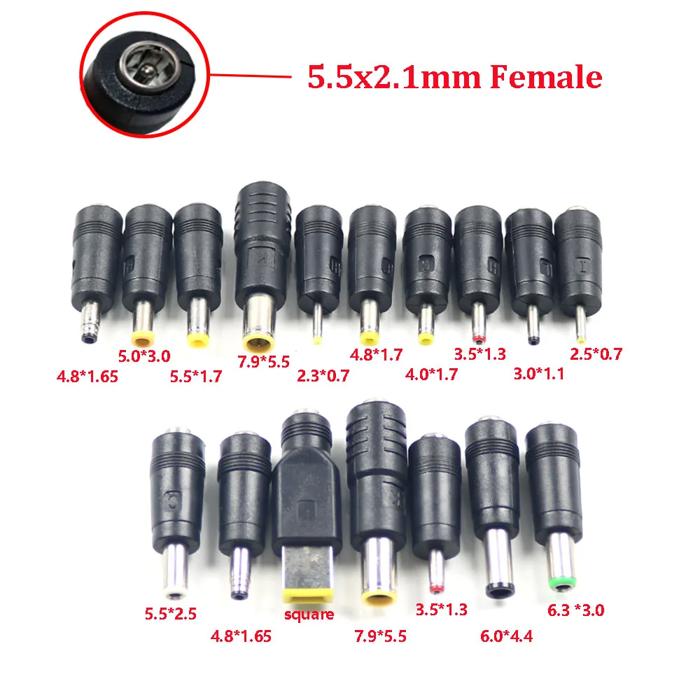 1piece DC Power Male to Female Adapter 5.5x2.1mm to 7.9*5.5/6.3*3.0/6.0*4.4/3.5*1.3/4.8*1.65/4.8*1.7 5.5*2.5mm Laptop Connector