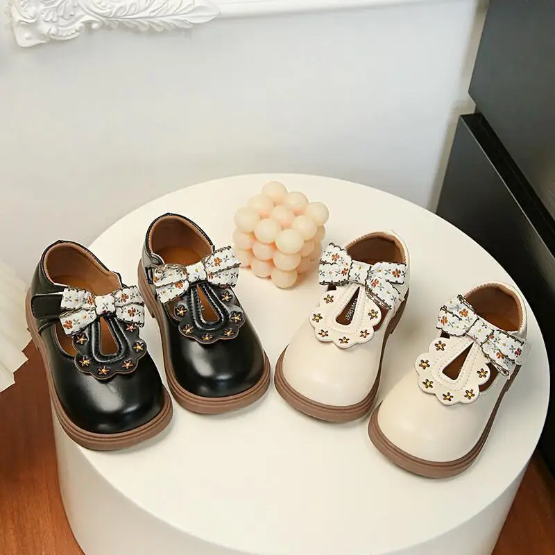 Girl Spring Princess Shoes Autumn Leather Shoes Soft Sole Lightweight Anti Slip Child Hot Student Kawaii Fashion New Casual Shoe
