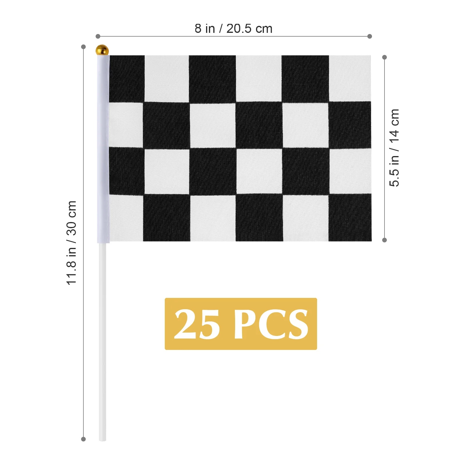 25 Pcs Racer Waving Flag Hand Held Flags on Sticks for Checkered Finish Arrival Cake Sticks Decorate Mini Racing Checkered