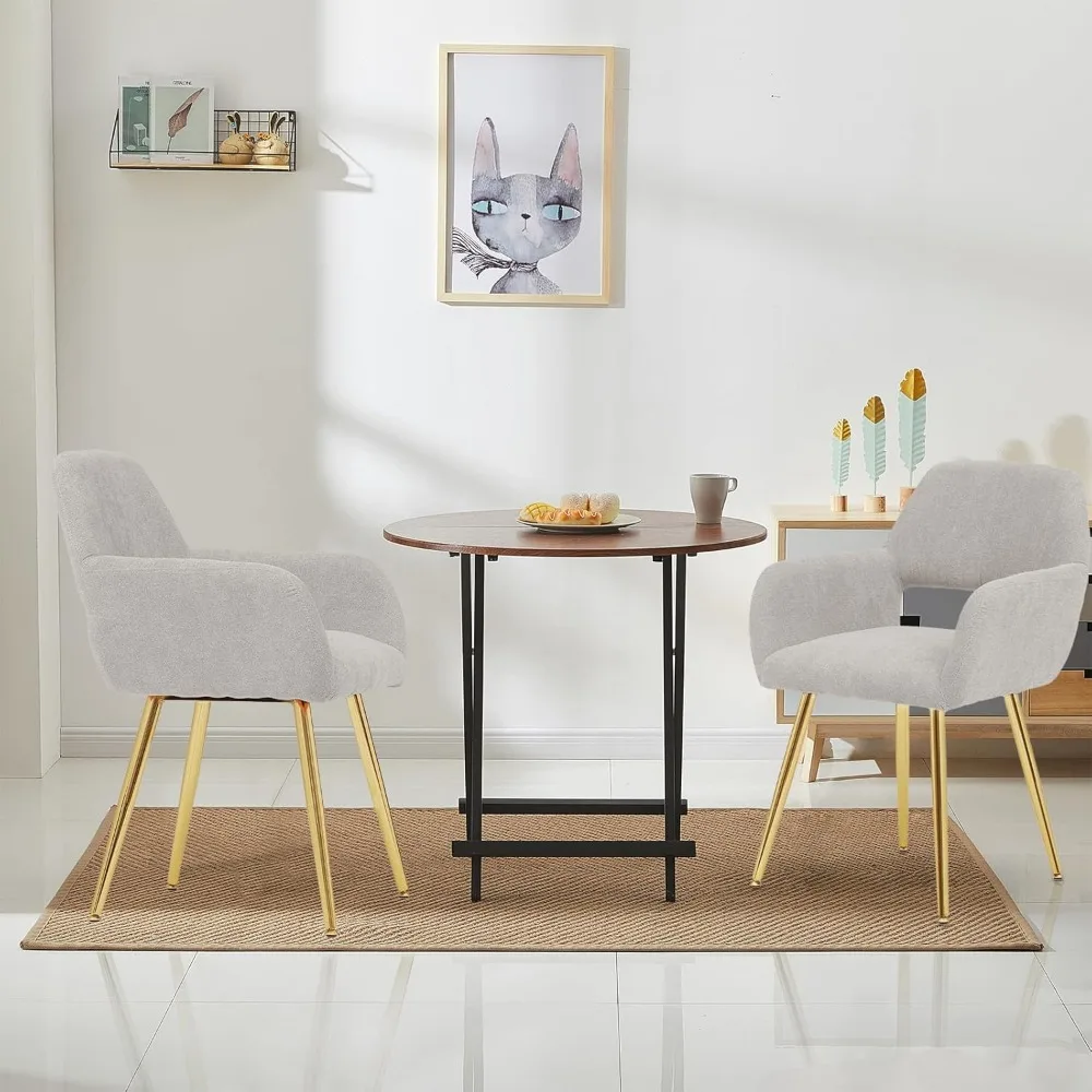 كراسي تناول الطعام من القماش من MoNiBloom بأرجل ذهبية، مجموعة كراسي غرفة المعيشة الحديثة منجدة مكونة من قطعتين مع كرسي مجوف من الجانب الخلفي