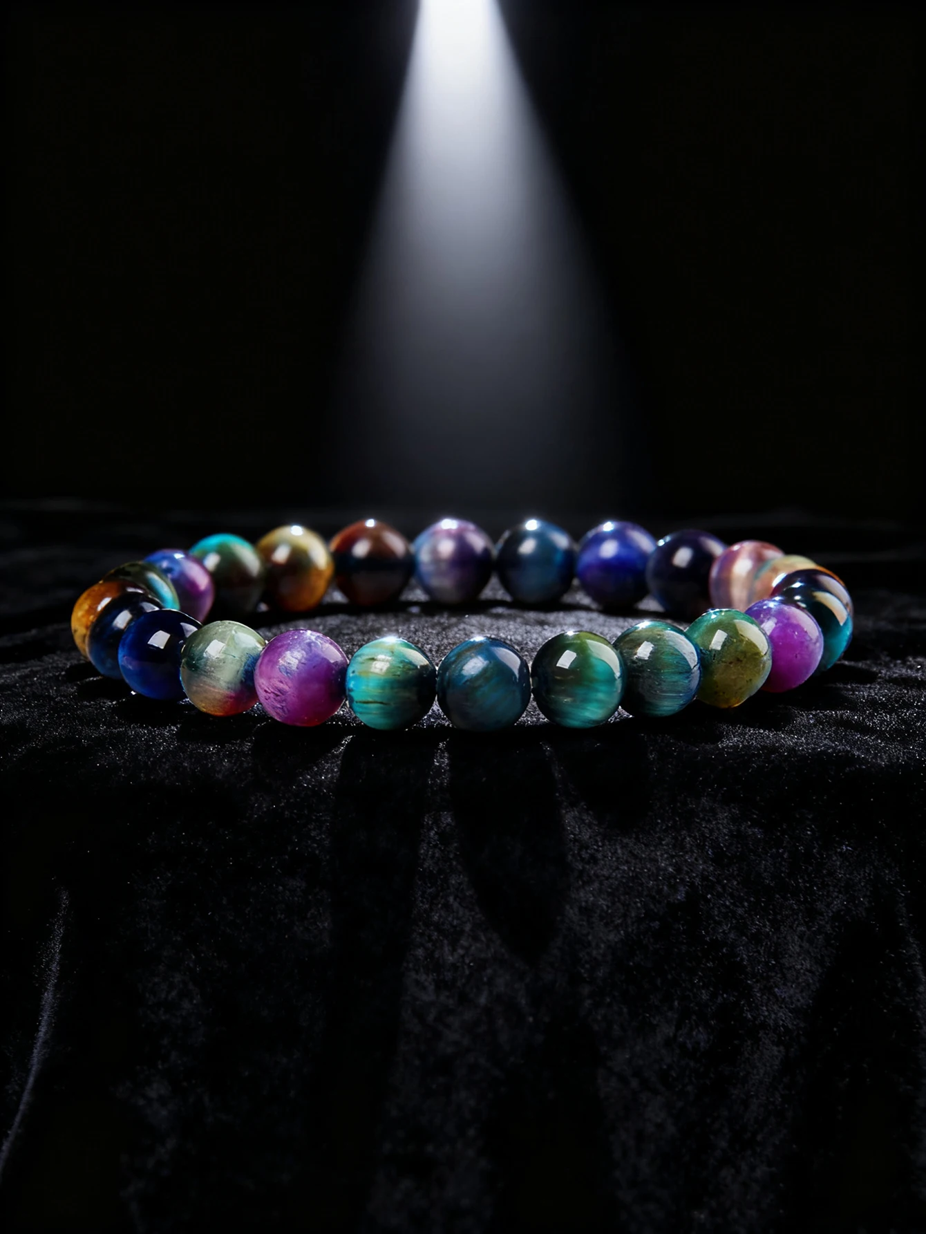 قوس قزح عين النمر سوار الخرز الحجر الطبيعي اليدوية الطاقة الريكي شفاء لحماية الحظ السعيد مجوهرات الطاقة الإيجابية #5