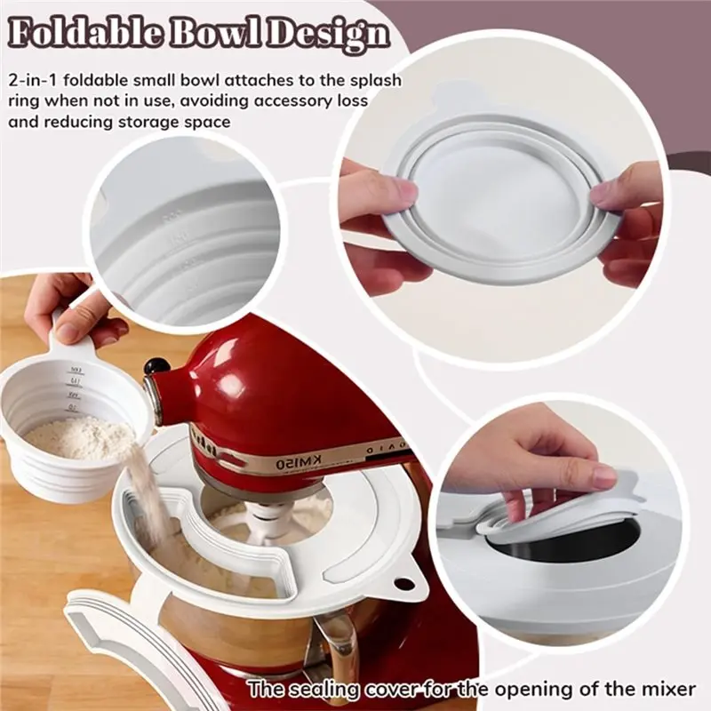 【NECESSITY】Silicone Mixers Bowl Cover For Kitchenaid 4.5-5 Qt Tilt-Head Stand Mixer Bowl,Measuring Cup, Dishwasher Safe