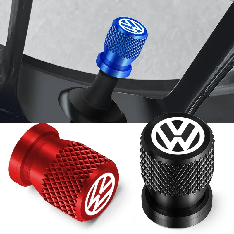 4Pcs Car Tire Valve covers Aluminum Wheel Stem Air Valve Caps For Volkswagen GOLF MK6 Polo Tiguan VW GTI CADDY PASSAT