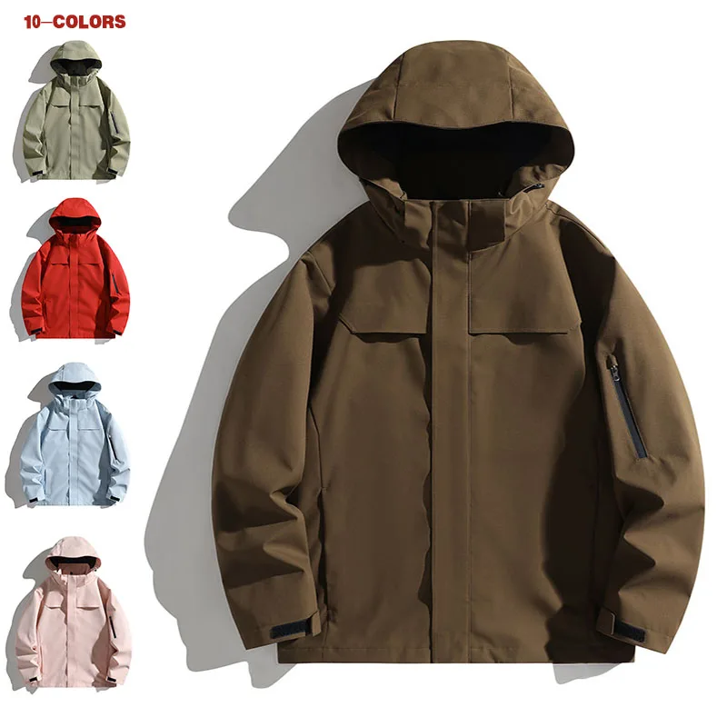 

Новая повседневная куртка на молнии со свободным капюшоном, водонепроницаемая уличная рабочая одежда, мягкое пальто-карго, кемпинг, пеший туризм, теплая 10 цветов, верхняя одежда