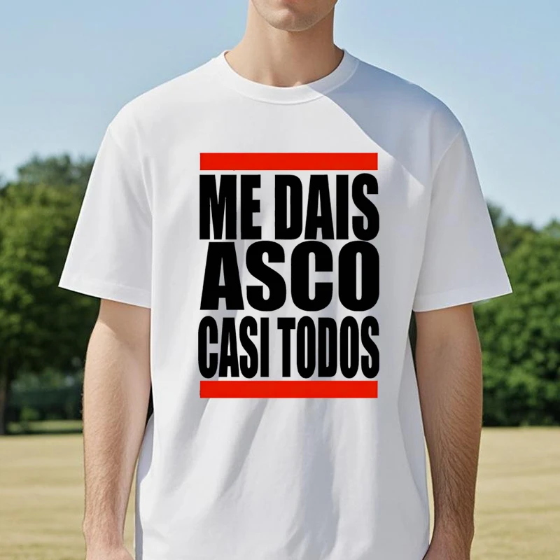 

Me Dais Asco Gasi Todos Print Pattern T Shirt Men Women Summer Neutral Casual Clothing Harajuku Hip Hop Short Sleeve tee
