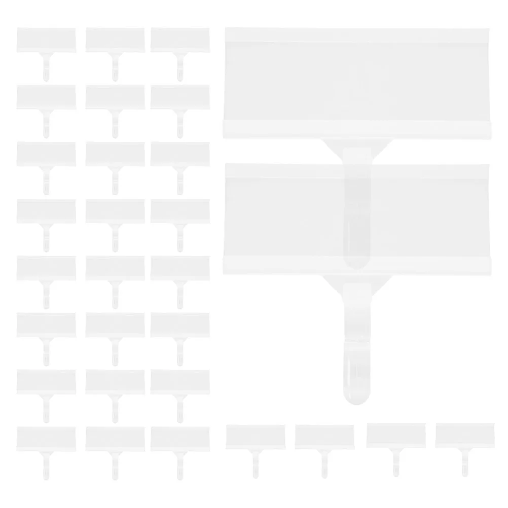 

30 Pcs Price Tag Label Strips Clear Plastic Supermarket Pharmacy Shelf Labels Storage Box Classification Transparent Clip File