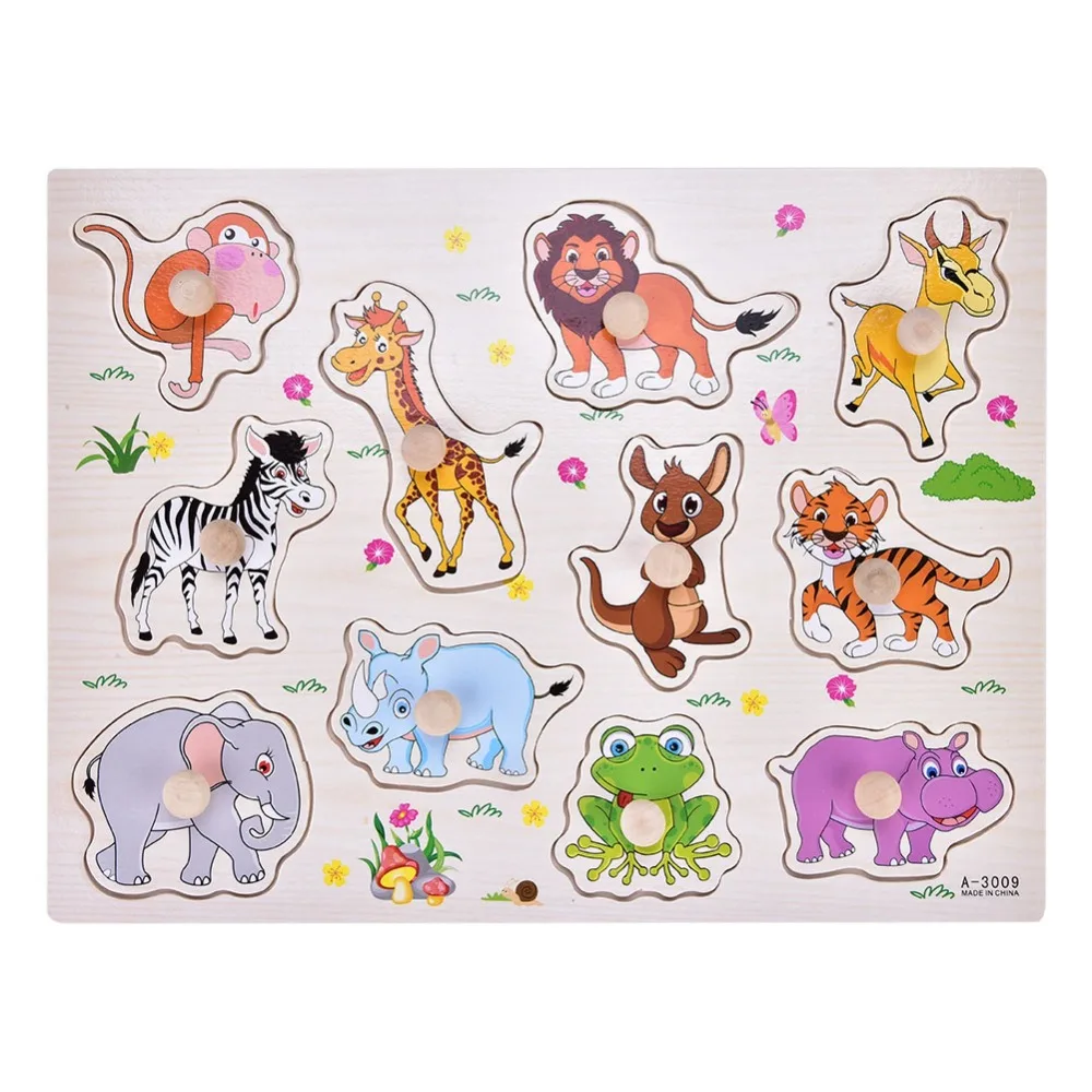 Interesting Animal Theme Educational Wooden Puzzle Montessori Animal Puzzle Set Wooden Puzzle Toy Preschool Activity
