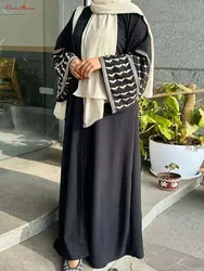 Fashion Embroidery Kimono Oversized Muslim Robe abaya syari female full length Muslim abaya Worship Service abayas Belt wy2002