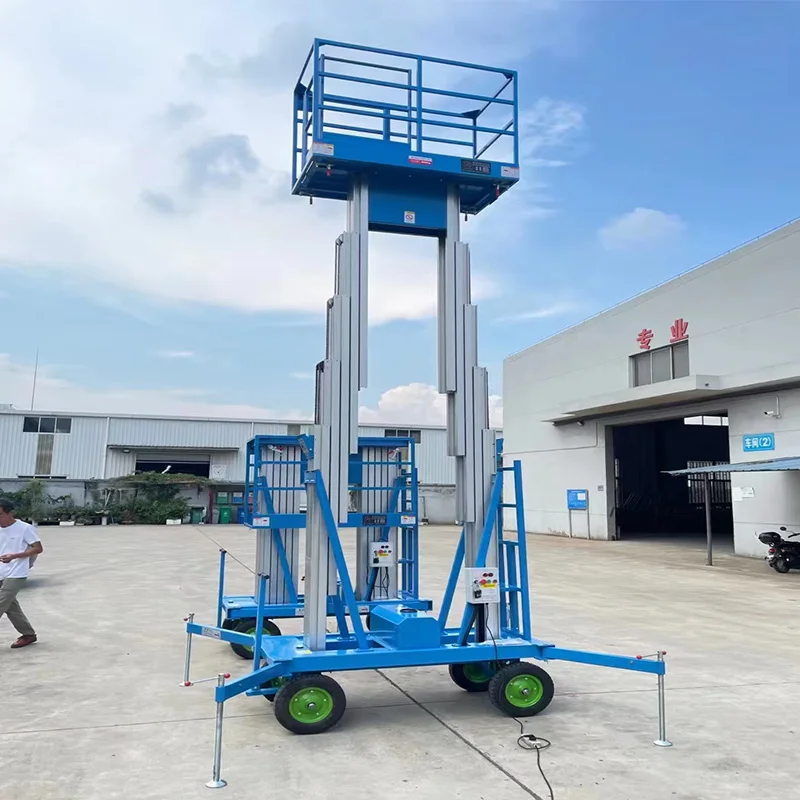 Driven Dual Mast Vertical Man Lift Portable Aluminum Alloy Platform Lift 250kg 300kg7.8-16m Working Height