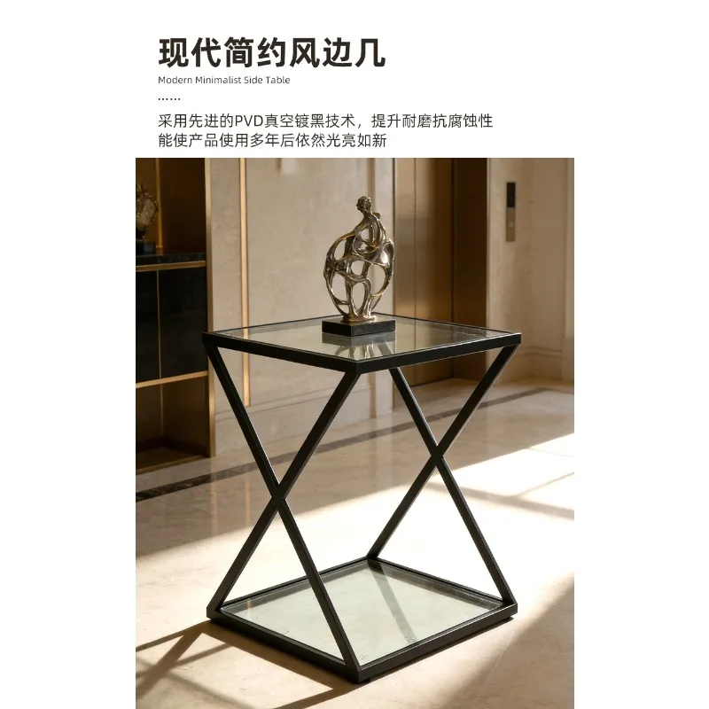 

Stainless Steel Living Room Sofa Side Table Small Apartment Movable Bedside Light Luxury Corner