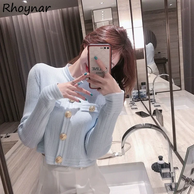 

Elegant Cardigan Women Cropped Temperament Dating Vacation Casual Knitted Jumpers College Female Vintage Slim Retro Solid Spring