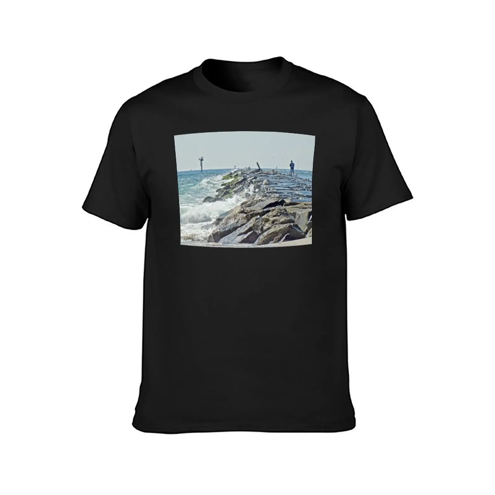 Fishing the Jetty - Island Beach State Park NJ T-Shirt tees blanks customs Blouse black t-shirts for men