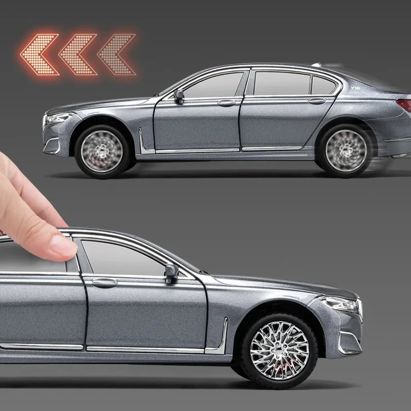 1:24 760Li The7 alta simulación Diecast Metal aleación modelo coche sonido luz tirar hacia atrás colección niños juguete para regalo