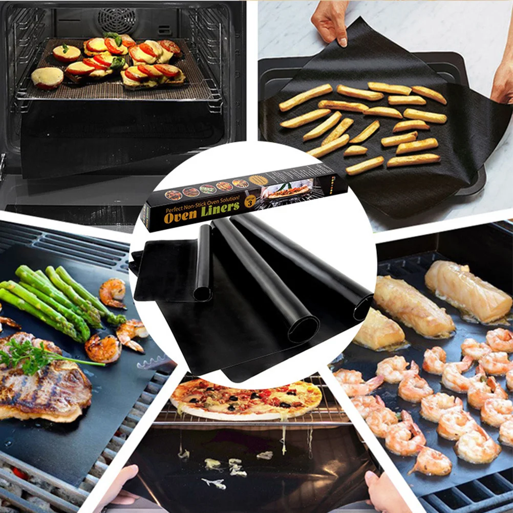 

2 Pcs Barbecue Mat Set Grill Oven Liners High Temperature Resistance BBQ Baking Pad