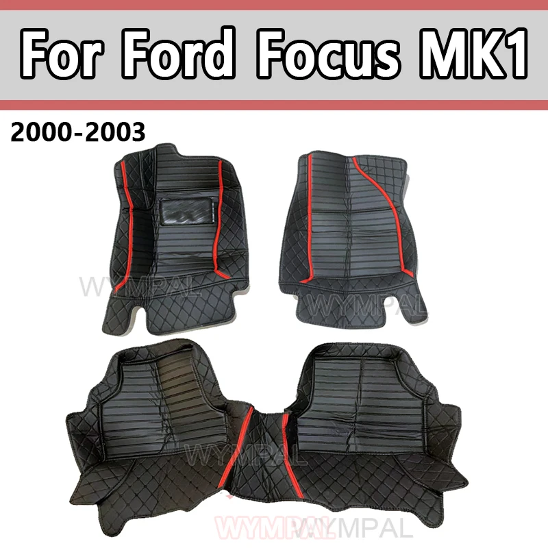 

Custom Automotive Car Floor Mats For Ford Focus MK1 2000 2001 2002 2003 Auto Luxury Leather Men Women Car Mats Full Coverage