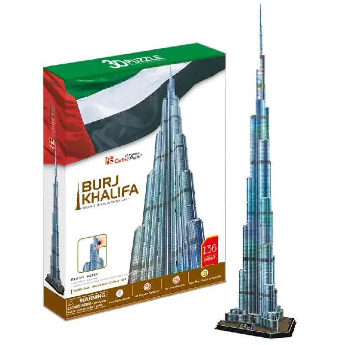 3d Puzzles 1.5m Dubai Burj Khalifa Tower Diy Building Paper Model Kids Creative Gift Children Educational Toys Hot Sale T66