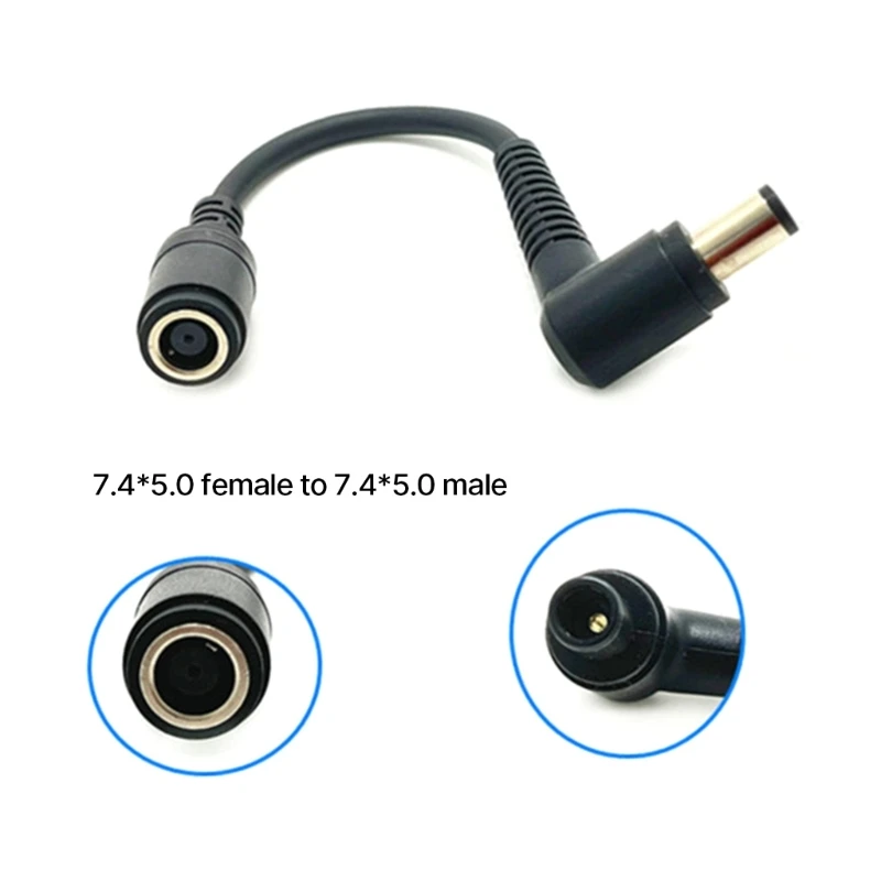 Gorąca sprzedaż 7.4x5.0mm męski na żeński przetwornik Adapter złącza wtyczka zasilania DC o kącie 90 stopni 7.4*5.0mm dla Laptop Hp DELL