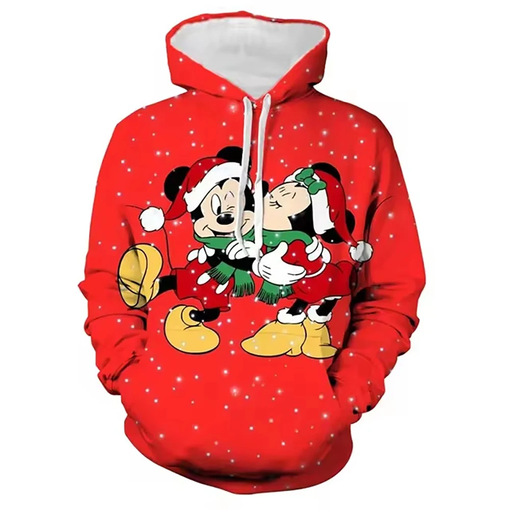 

New Christmas Collection Hoodie Men's Fall Long Sleeve Disney Branded Donald Duck and Mickey Mouse 3D Printed Casual Sweatshirt