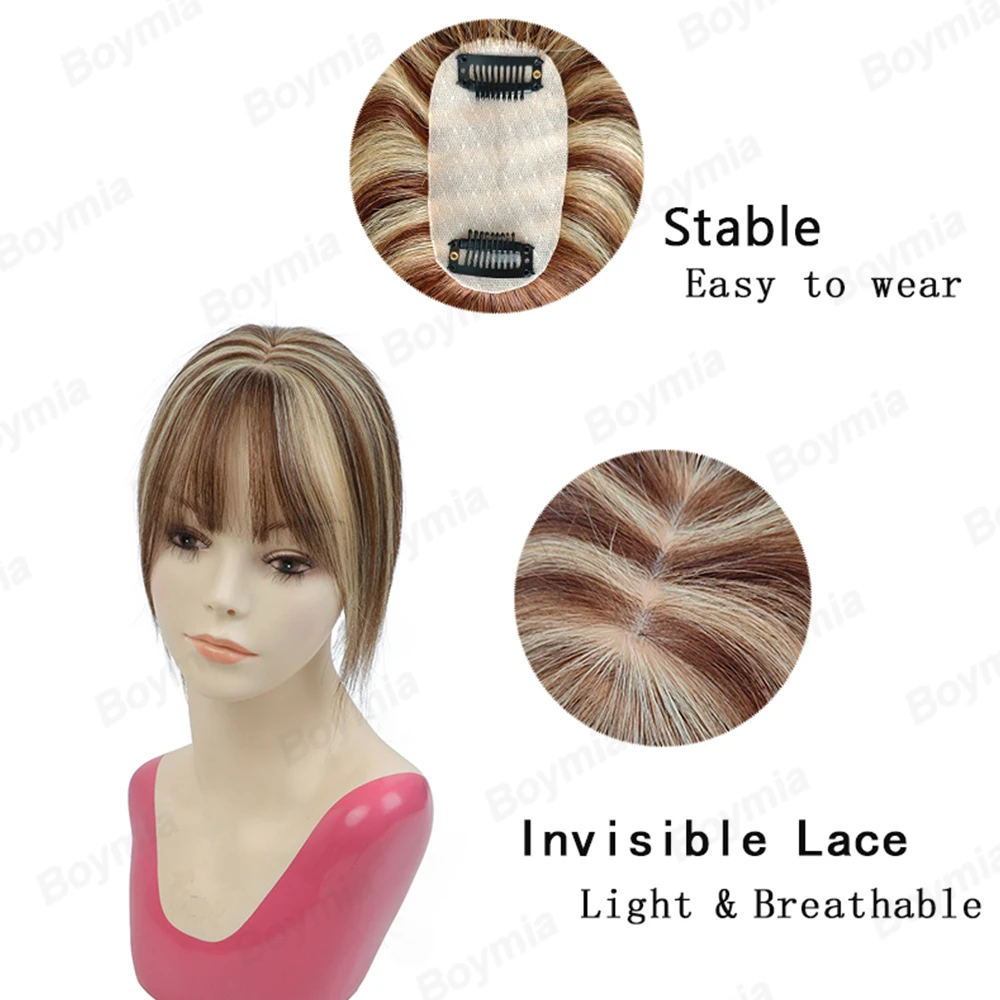 P4/27 الشعر البشري توبر 2 مقاطع مع غير مرئية الدانتيل الشعر القبعات العالية للنساء شعر مستعار طبيعي ل رقيقة الشعر توبر 5x9 سنتيمتر قاعدة