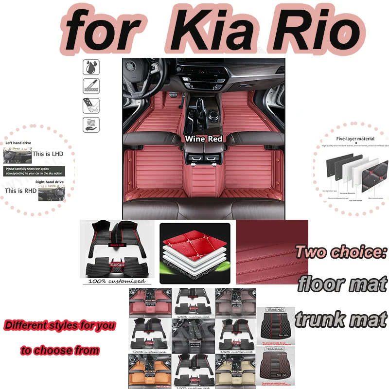 

LUXURY Car Floor Mats For Kia Rio Pride Sephia Sport JB 2005~2010 Anti-dirt Pads