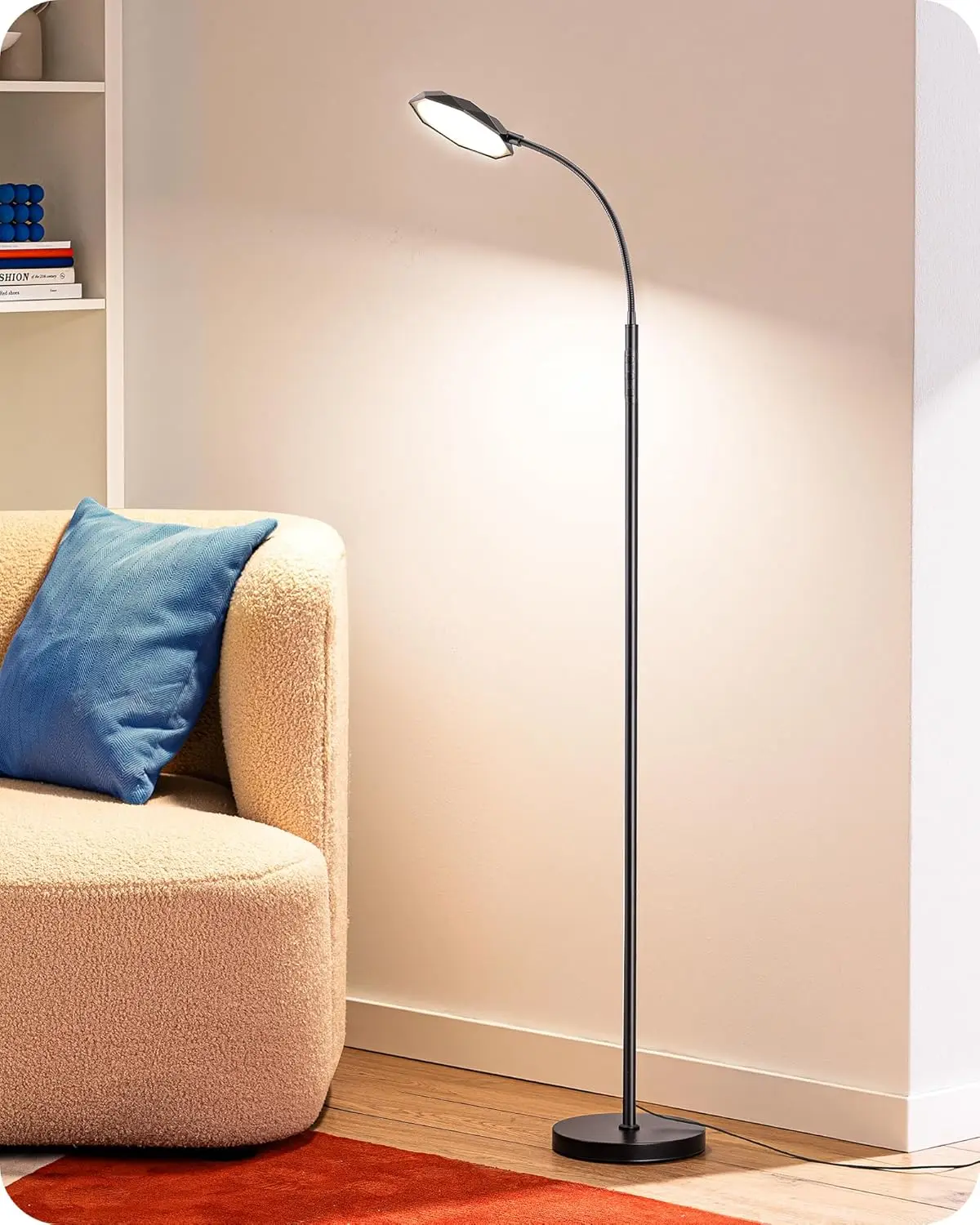 Black Super‑Bright 1300‑LM LED Reading Floor Lamp