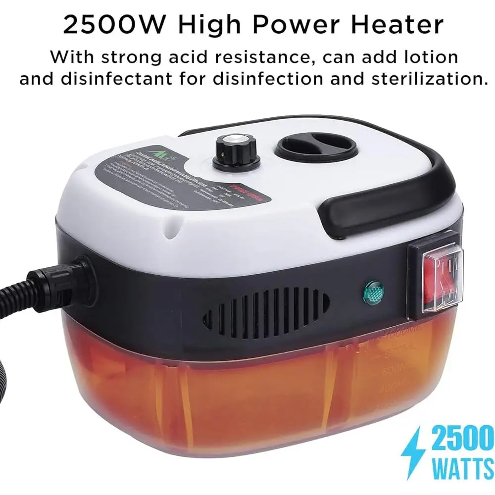 منظف البخار المحمول 2500 واط المحمولة ارتفاع ضغط ارتفاع درجة الحرارة باخرة مع سرعة قابلة للتعديل 3 رؤوس فرشاة تنظيف المنزل