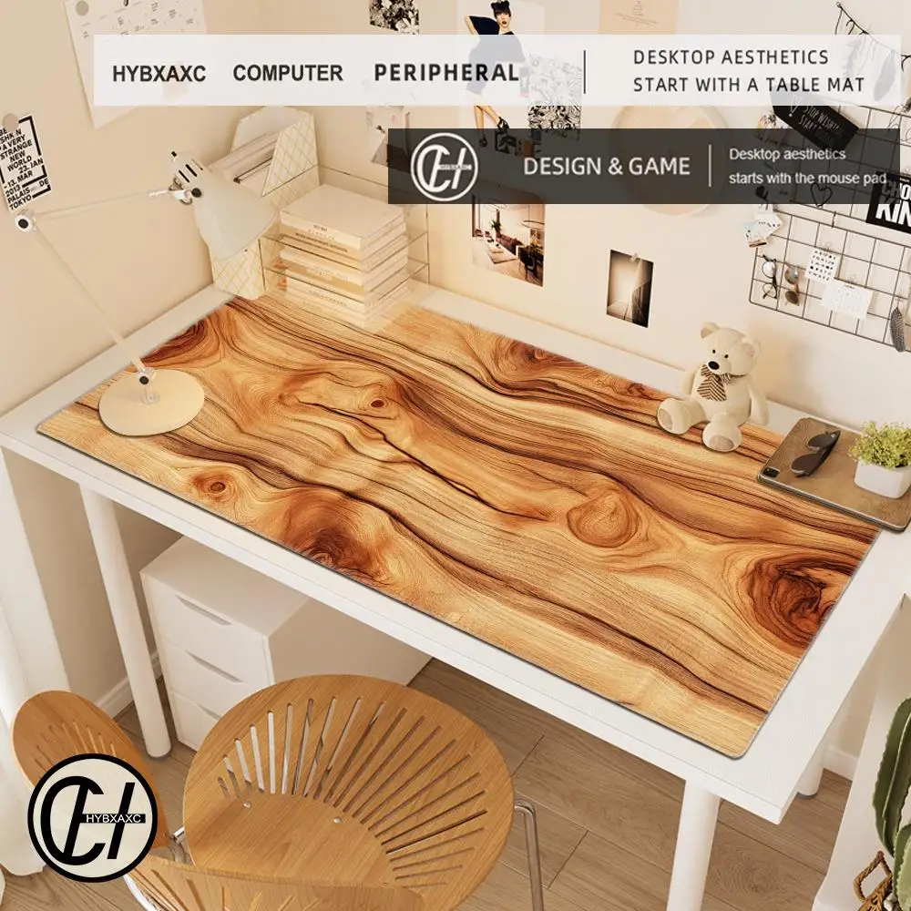 Large wood grain annual ring mouse pad, rubber anti-slip PC keyboard mouse pad, lockedge durable desk mat, office accessories