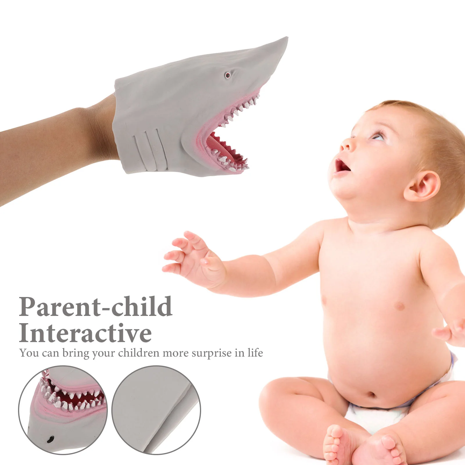 Ocean Animal Hand Bath Toys Soft Rubber Story Telling Puppet Shark for Kids