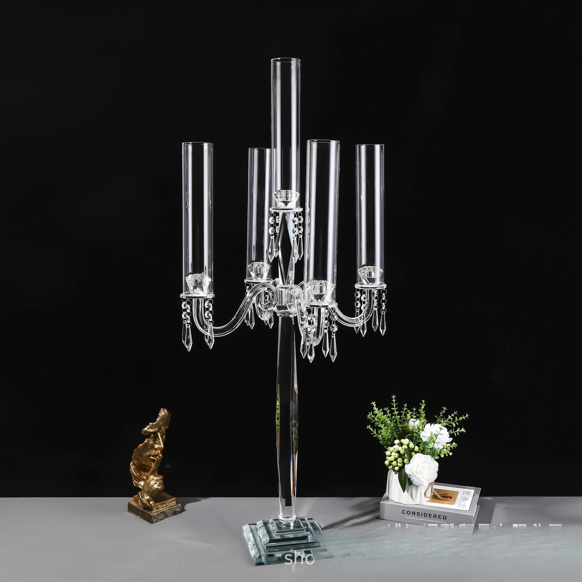High-end European luxury five-headed crystal candlestick wedding wedding romantic crystal candlestick