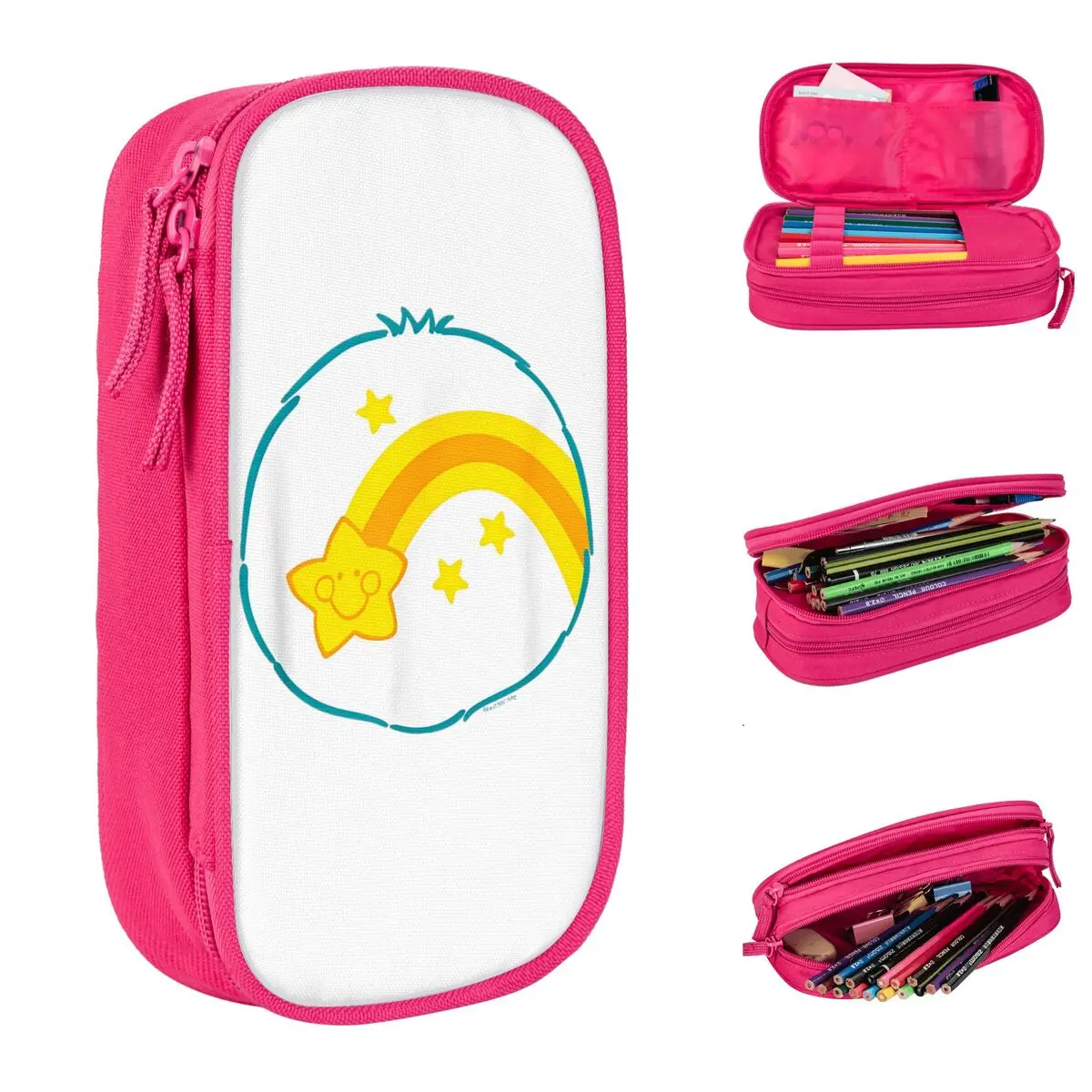 Care Bears-estuches de lápices con diseño de oso de deseo de Halloween, caja de bolígrafos divertida, almacenamiento grande para estudiantes, estuches de lápices cosméticos para oficina