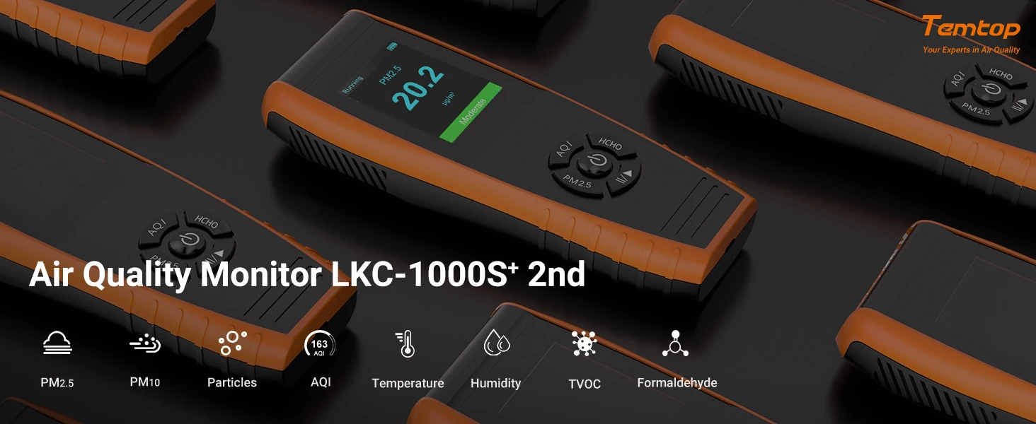China Air Quality Monitor PM2.5 PM10 Formaldehyde Temperature Humidity TVOC AQI Indoor/Outdoor Air Pollution Detection