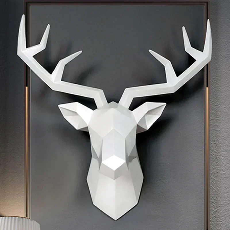 

Deer Head Wall Decor 3D Animal Head Figurine Wall Hanging Deer Statue Sculpture Home Decoration Interior Accessories