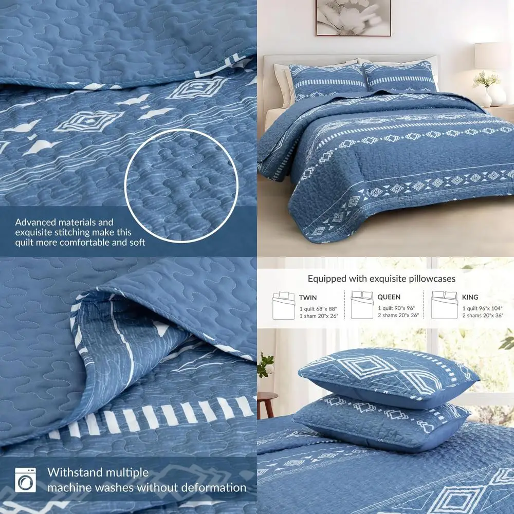 

Комплект постельного белья размера «Queen» — двусторонние одеяла размера «Queen» с 2 наволочками, легкие покрывала в стиле бохо с полосками