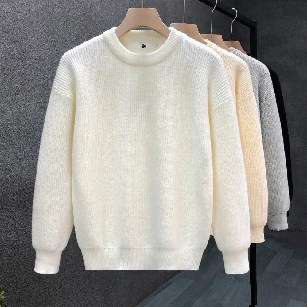 Men Autumn SolidColor Wool Sweaters Slim Fit Men Street Wear Mens Clothes Knitted Sweater Men Pullovers Korean Fashion Sweaters