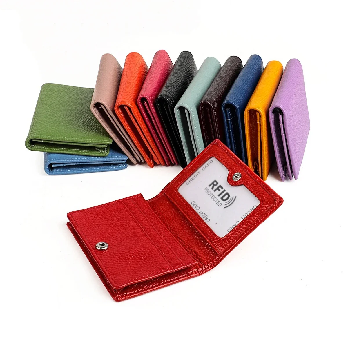 Soft Genuine Leather Card Holder for Women Men Rfid ID Wallets Hasp Coin Purse Large Capacity Small Credit Card Holder Wallet