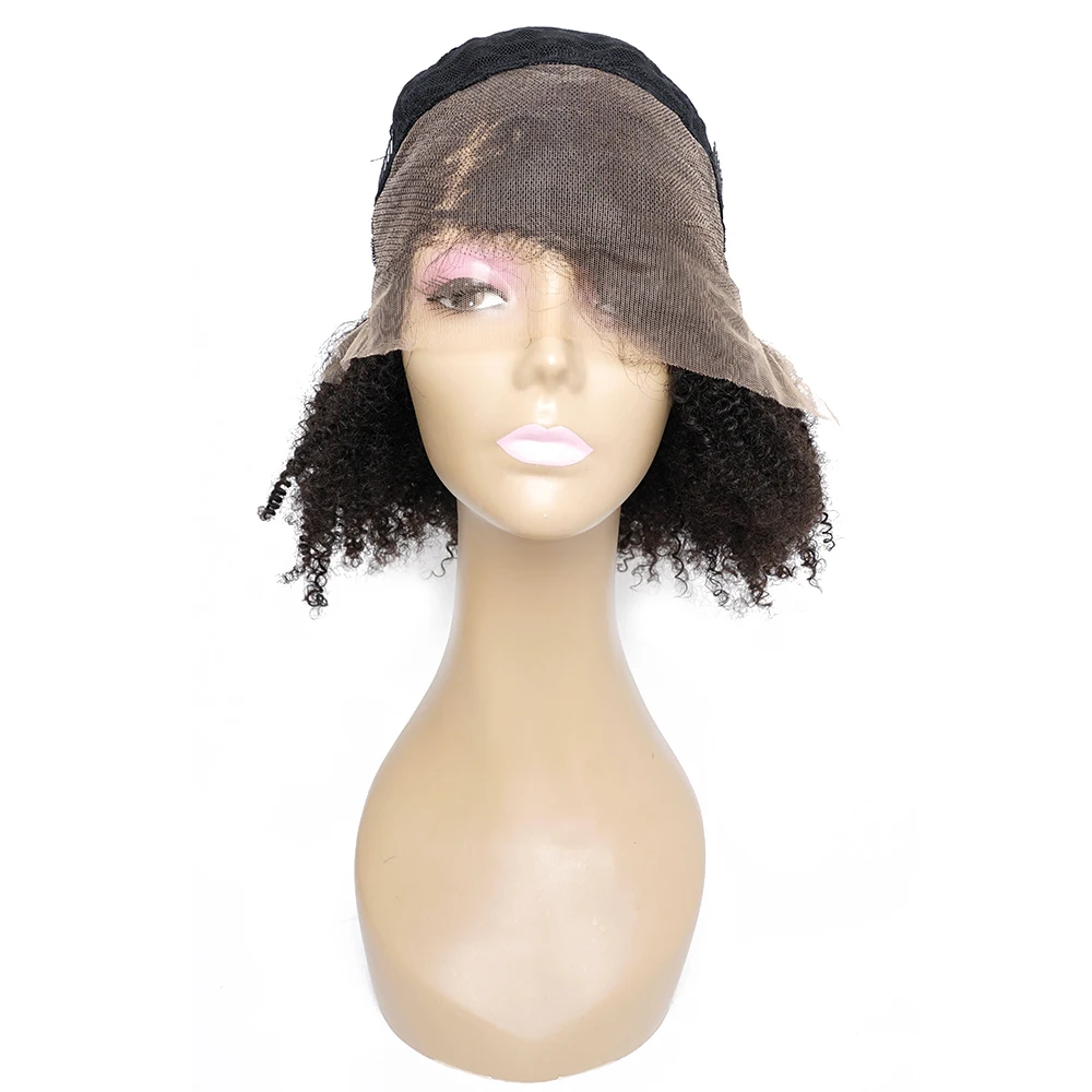 Perwersyjne kręcone włosy 13*4 peruki typu Lace Front naturalny kolor Remy włosy, w magazynie para: Indian włosów ludzkich 150% gęstość Afro loków 13x4 koronki przodu peruka dla kobiet